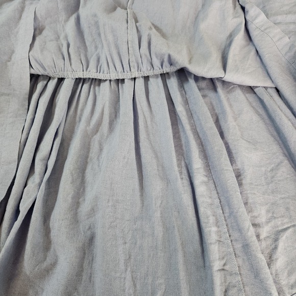 Abercrombie & Fitch Linen Blend Maxi Dress Lrg Blue‎ Asymmetric Tiers Adjustable - Picture 12 of 13